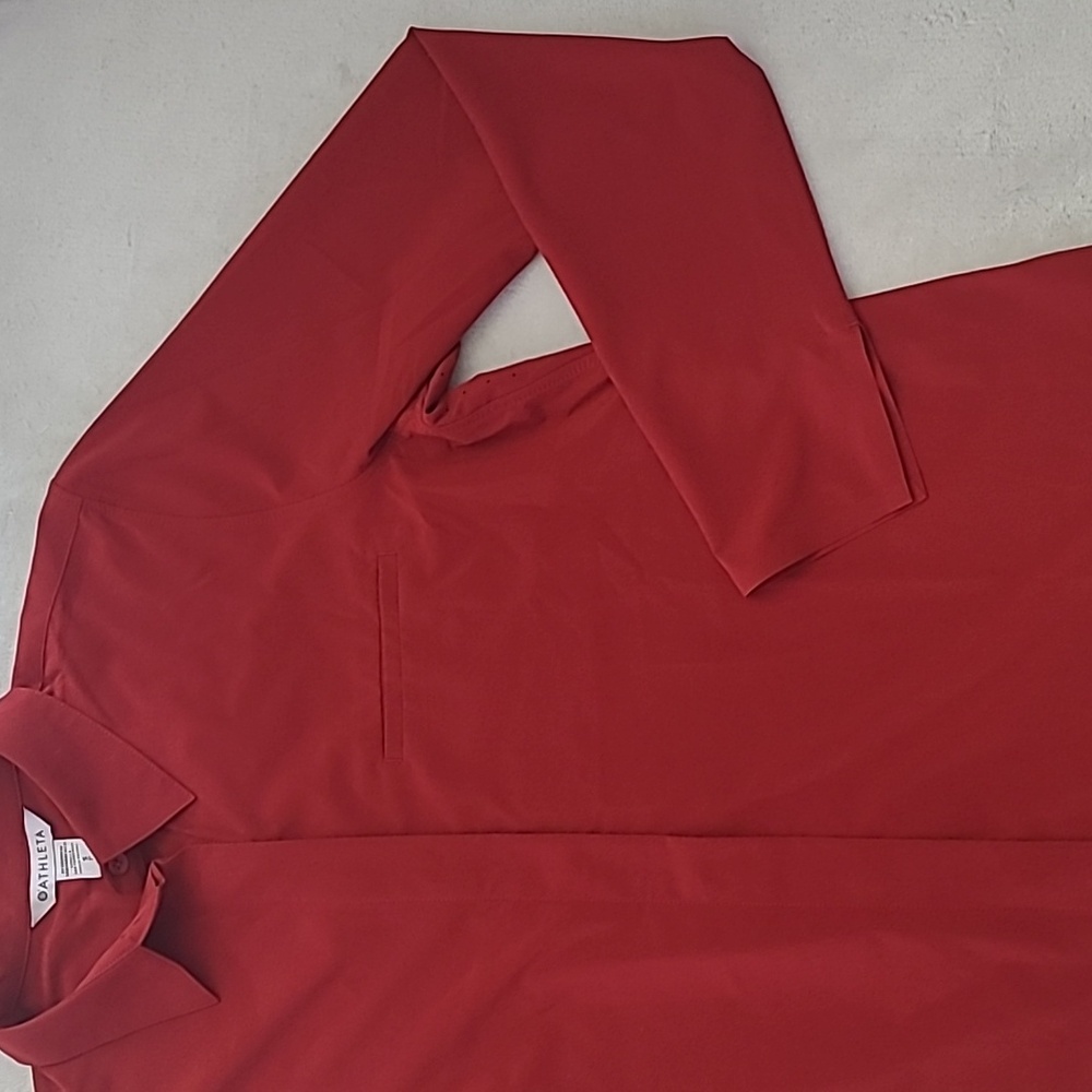 Athleta Red Button Down Blouse Small Stretch Trav… - image 3